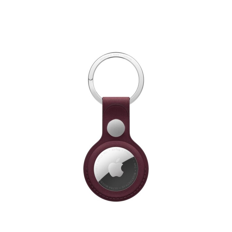 Apple AirTag FineWoven Key Ring Case Burgundy with Stainless Steel and FineWoven Material