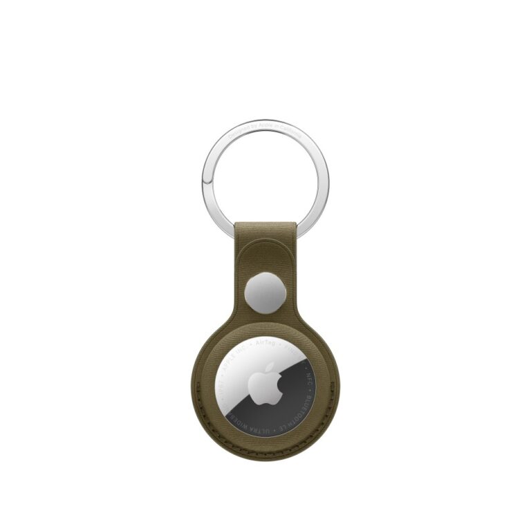 Apple AirTag FineWoven Key Ring Case with Stainless Steel Dark Olive Colour