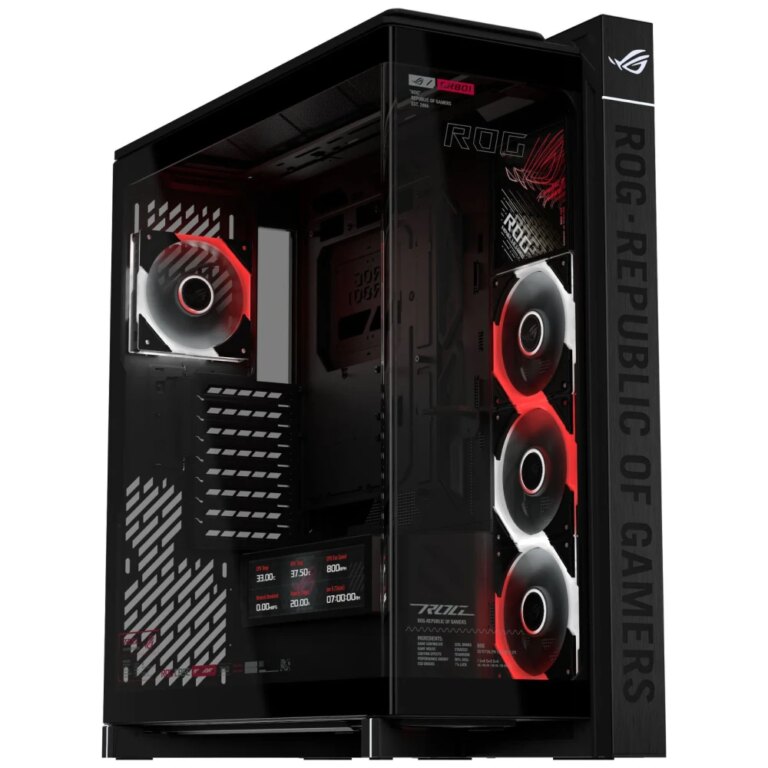 ASUS ROG Cronox GR801 ARGB Full Tower Gaming with 9.2" IPS Display, E-ATX Compatible, Black