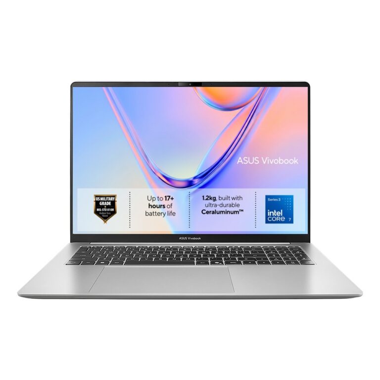 ASUS Vivobook S16 Laptop 16" WUXGA IPS 144Hz Intel Core 7 350 16GB RAM 512GB SSD Windows 11 Home Silver