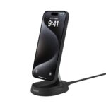 Belkin BoostCharge Pro Qi2 Wireless Charger Stand 15W Fast Charging for iPhone 15 14 13 12 Black with USB-C Cable