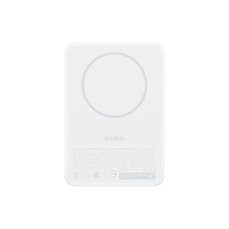 Belkin BoostCharge Slim Magnetic Power Bank 10K Qi2 15W Wireless 30W USB-C MagSafe Compatible White 10,000 mAh