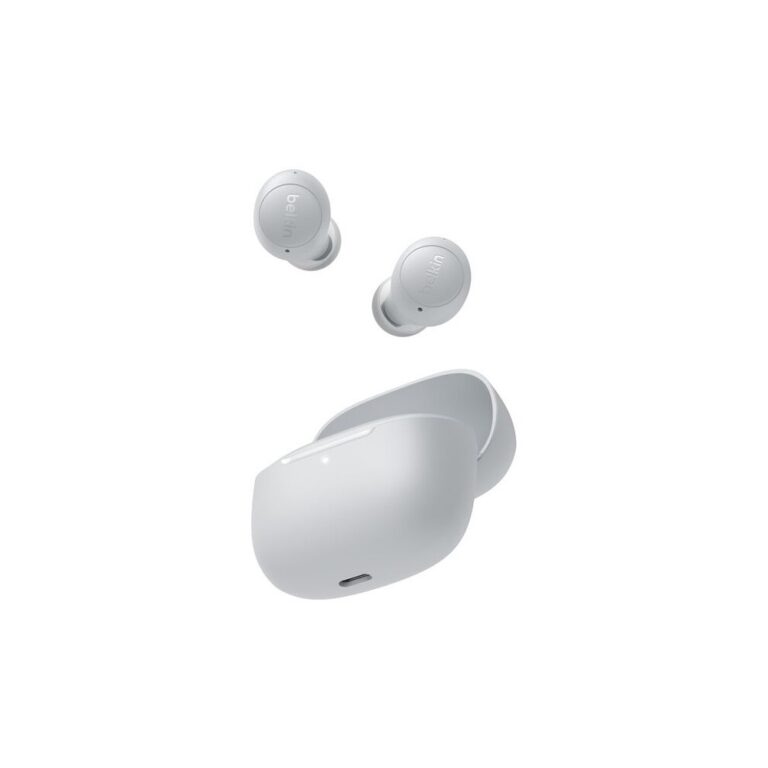 Belkin SoundForm Dot In-ear Headset Wireless Bluetooth with Mic Multipoint IPX5 Splash Proof Charging Case Grey