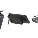 Anker Nano 10K power bank with built-in cable, Belkin Qi2 magnetic power bank on an iPhone, and Belkin UltraCharge Pro 27K laptop power bank