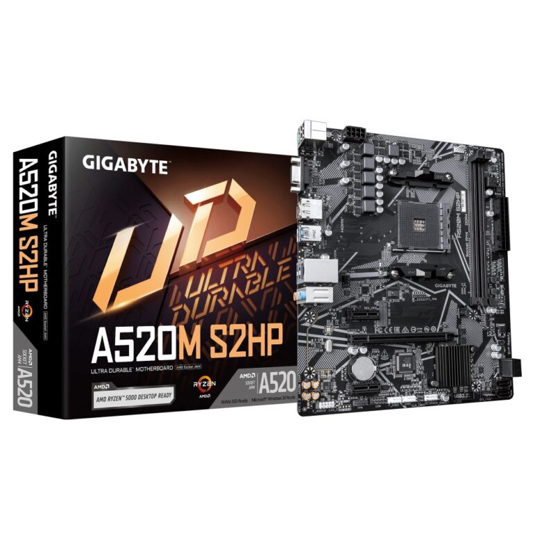 GIGABYTE A520M S2HP Motherboard AMD A520 Chipset AM4 Socket micro ATX DDR4 Black