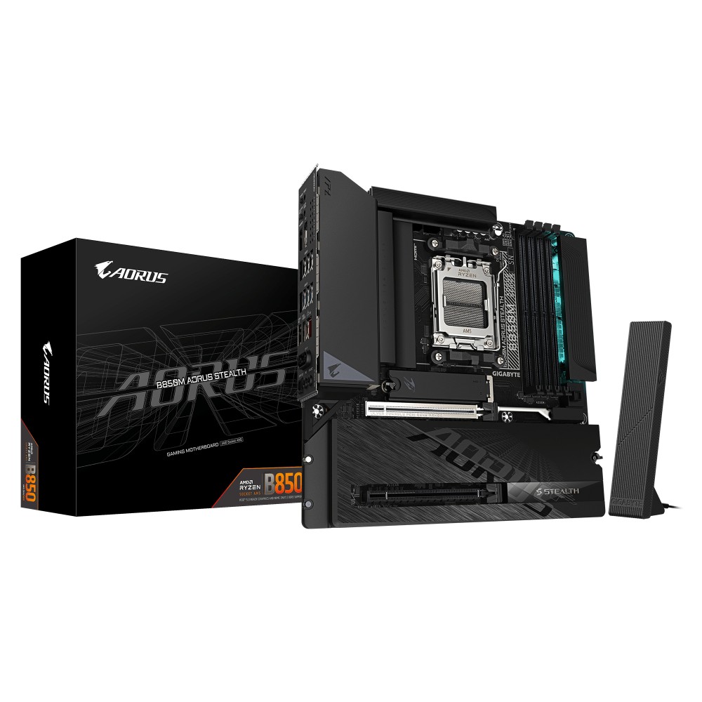 GIGABYTE B850M AORUS STEALTH Motherboard AMD B850 AM5 Socket micro ATX DDR5 Black GIGABYTE B850M AORUS STEALTH Motherboard AMD B850 AM5 Socket micro ATX DDR5 Black