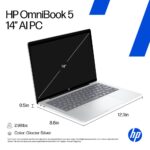 HP OmniBook 5 Laptop 14" 2K OLED Snapdragon X Plus 16GB 512GB SSD Windows 11 Home Silver