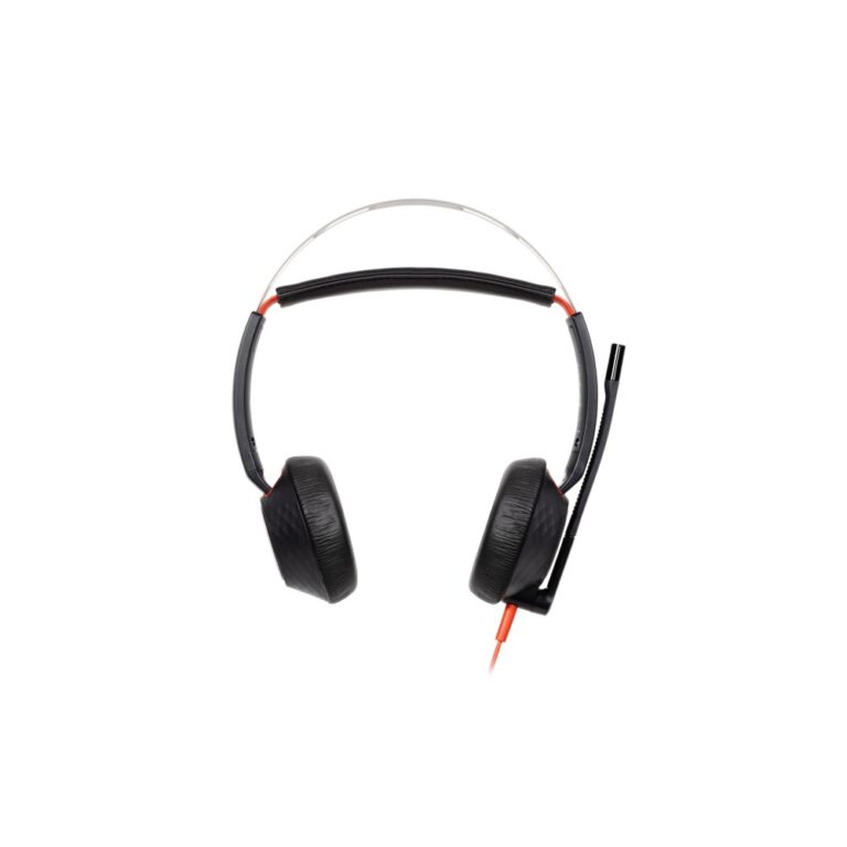 HP Poly Blackwire 5220 Wired Stereo Headset USB-C and 3.5mm Boom Microphone Noise Canceling In-line Control Black