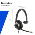 HP Poly Mission 815 Monaural USB Wired Headset with Active Noise Cancelling Boom Microphone Black
