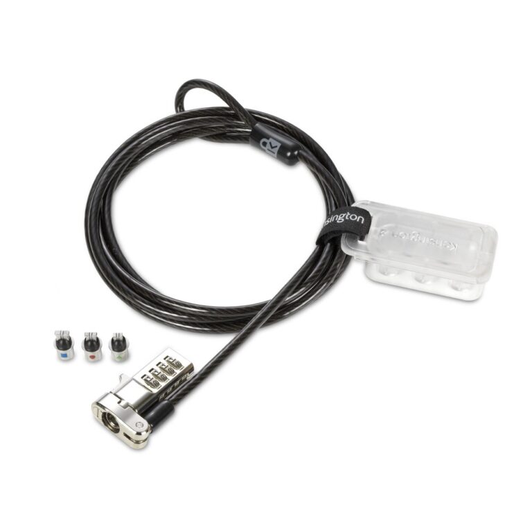 Kensington Universal 3-in-1 Combination Laptop Lock Resettable Dial Carbon Steel Cable for Standard Nano and Wedge Slots