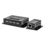 Lindy 4 Port USB 2.0 Cat.6 Extender 50m PoE Transmitter Receiver Black
