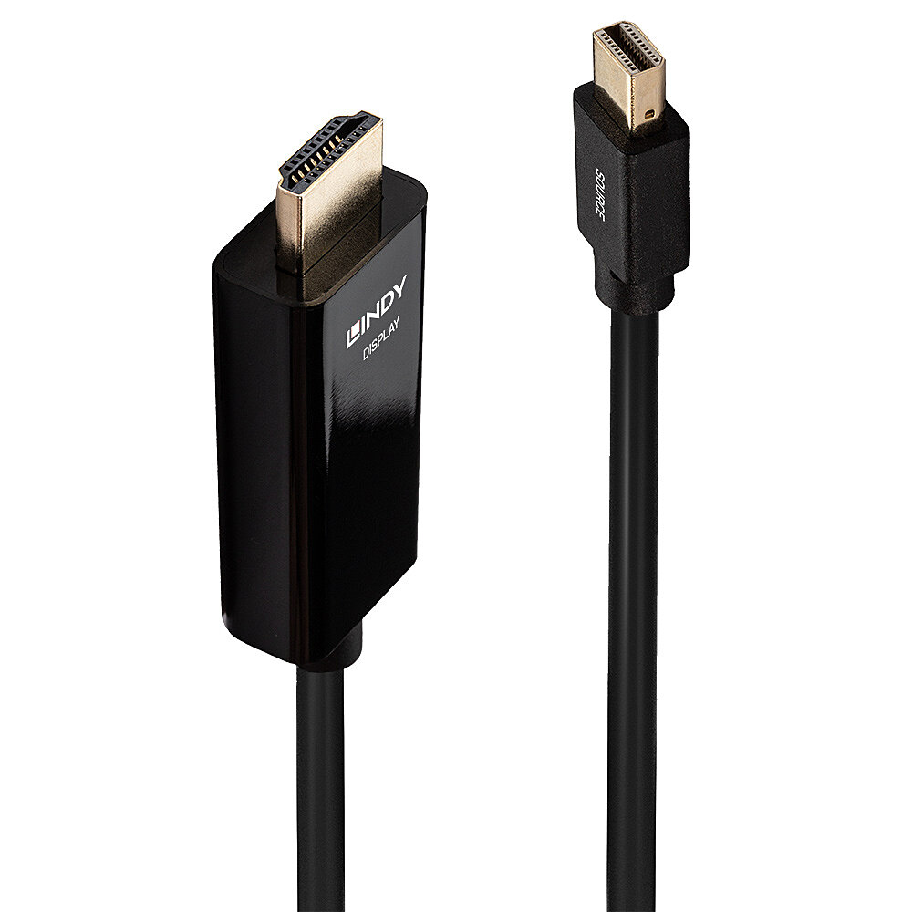 Lindy Mini DisplayPort to HDMI Cable 1m Black 4K UHD 3840x2160 10.2G Lindy Mini DisplayPort to HDMI Cable 1m Black 4K UHD 3840x2160 10.2G