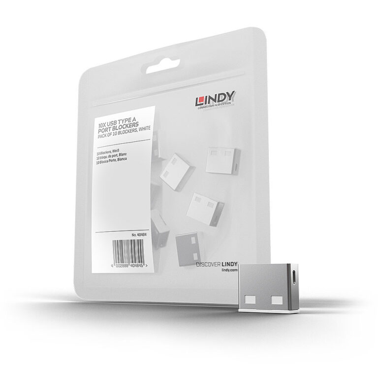 Lindy USB Port Blocker USB Type-A Pack of 10 White Without Key ABS Plastic