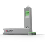 Lindy USB Type-C Port Blocker Pack of 4 Units with 1 Key Green