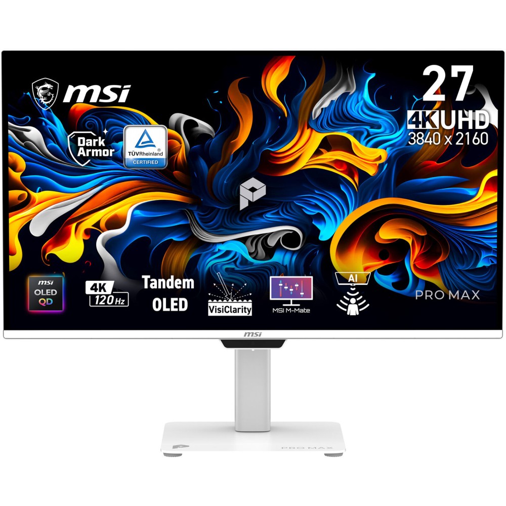 MSI PRO MAX 271UPXW12G 27" UHD 3840x2160 120Hz QD-OLED Monitor White MSI PRO MAX 271UPXW12G 27" UHD 3840x2160 120Hz QD-OLED Monitor White