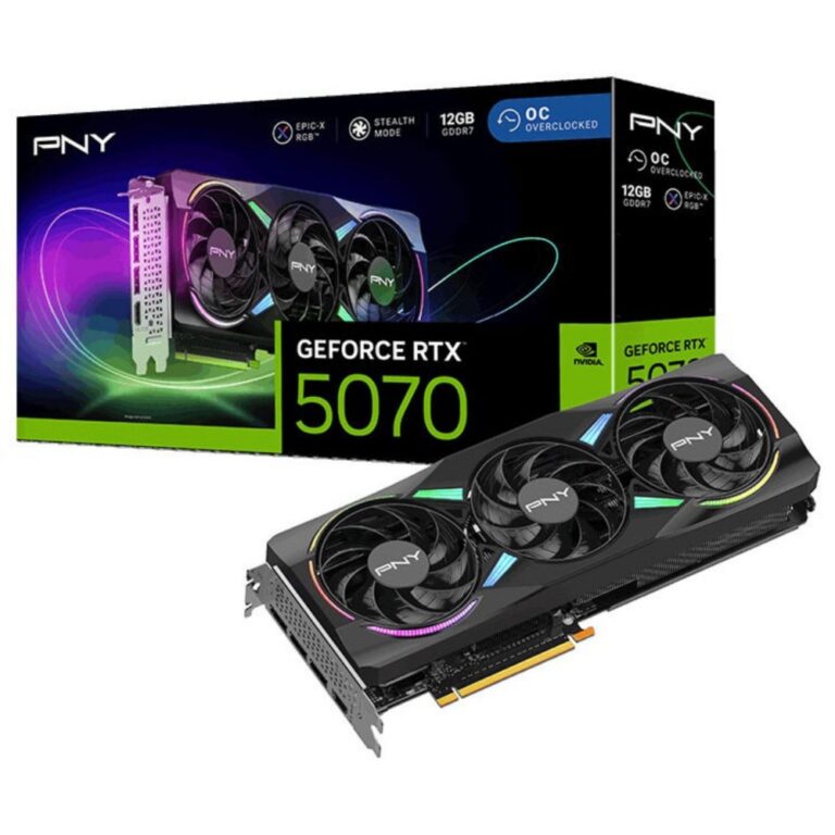 PNY NVIDIA GeForce RTX 5070 ARGB EPIC-X RGB OC Graphics Card 12GB GDDR7