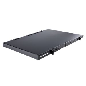 StarTech.com 1U 4-Post Adjustable Server Rack Shelf Black Steel 150kg Capacity 19.5 to 38in Depth