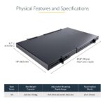 StarTech.com 1U 4-Post Adjustable Server Rack Shelf Black Steel 150kg Capacity 19.5 to 38in Depth