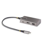 StarTech.com USB-C Multiport Adapter Black 4K 60Hz HDMI 100W Power Delivery Pass-Through 3-Port USB Hub 30cm Cable