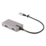 StarTech.com USB-C Multiport Adapter Black 4K 60Hz HDMI 100W Power Delivery Pass-Through 3-Port USB Hub 30cm Cable
