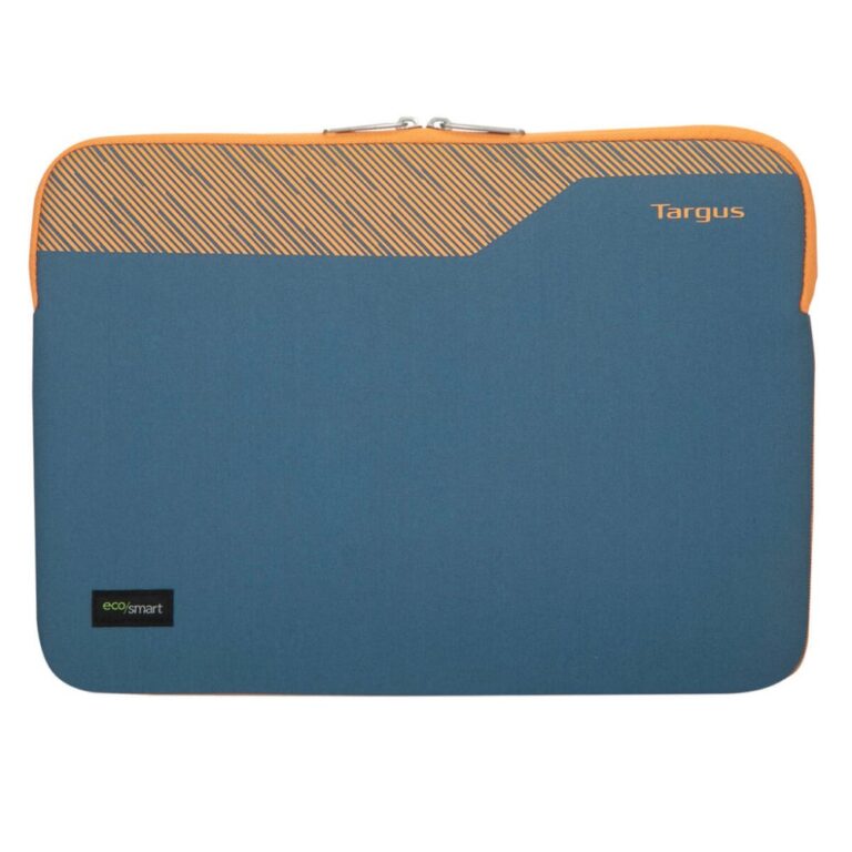 Targus Pulse II EcoSmart Laptop Sleeve Case 14" Neoprene GRS Certified Water Repellent Blue, Orange