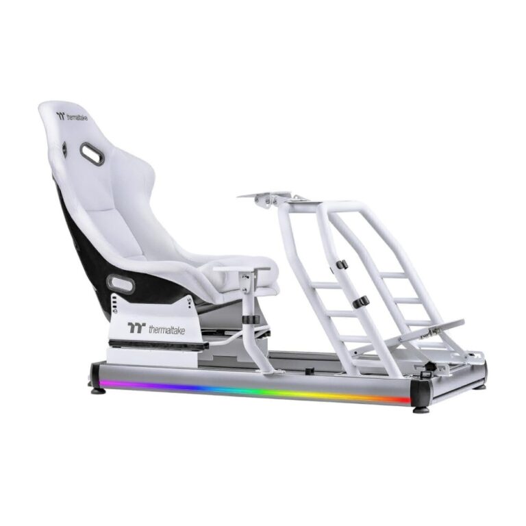 Thermaltake GR500 Racing Cockpit Aluminium Steel Frame Fibreglass Seat RGB White for Logitech Fanatec Thrustmaster