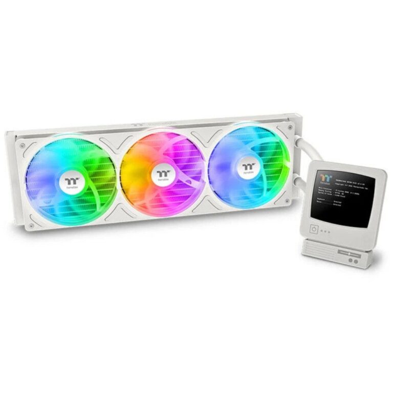 Thermaltake Retro 360 Ultra ARGB Sync AIO Liquid Cooler 3.7 CRT LCD Triple 120mm Fans White Intel AMD
