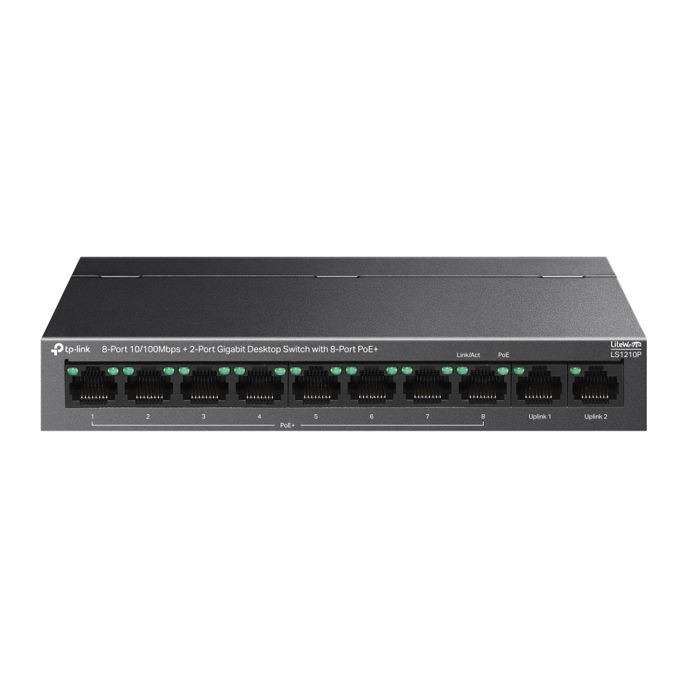 TP-Link LS1210P Unmanaged Gigabit Ethernet Switch 8 Ports PoE+ Black TP-Link LS1210P Unmanaged Gigabit Ethernet Switch 8 Ports PoE+ Black