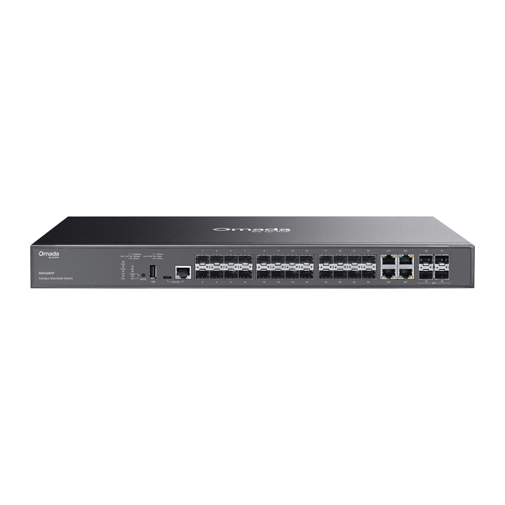 TP-Link SG5428XF Managed L3 Network Switch 20x Gigabit SFP 4x 10Gbps SFP+ 4x Combo Ports Black TP-Link SG5428XF Managed L3 Network Switch 20x Gigabit SFP 4x 10Gbps SFP+ 4x Combo Ports Black