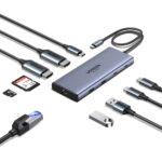 Ugreen REVODOK PRO 10 10-in-1 HDMI Dock with 2 HDMI, 2 USB-C, 1 USB-A, Ethernet, SD/TF, 100W PD, Grey