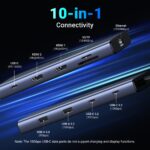 Ugreen REVODOK PRO 10 10-in-1 HDMI Dock with 2 HDMI, 2 USB-C, 1 USB-A, Ethernet, SD/TF, 100W PD, Grey