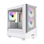 VIDA Spire M Micro Tower Gaming PC Case Micro ATX ITX Support with 3 ARGB Fans and Tempered Glass Side Window White