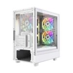 VIDA Spire M Micro Tower Gaming PC Case Micro ATX ITX Support with 3 ARGB Fans and Tempered Glass Side Window White