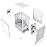 VIDA Spire M Micro Tower Gaming PC Case Micro ATX ITX Support with 3 ARGB Fans and Tempered Glass Side Window White