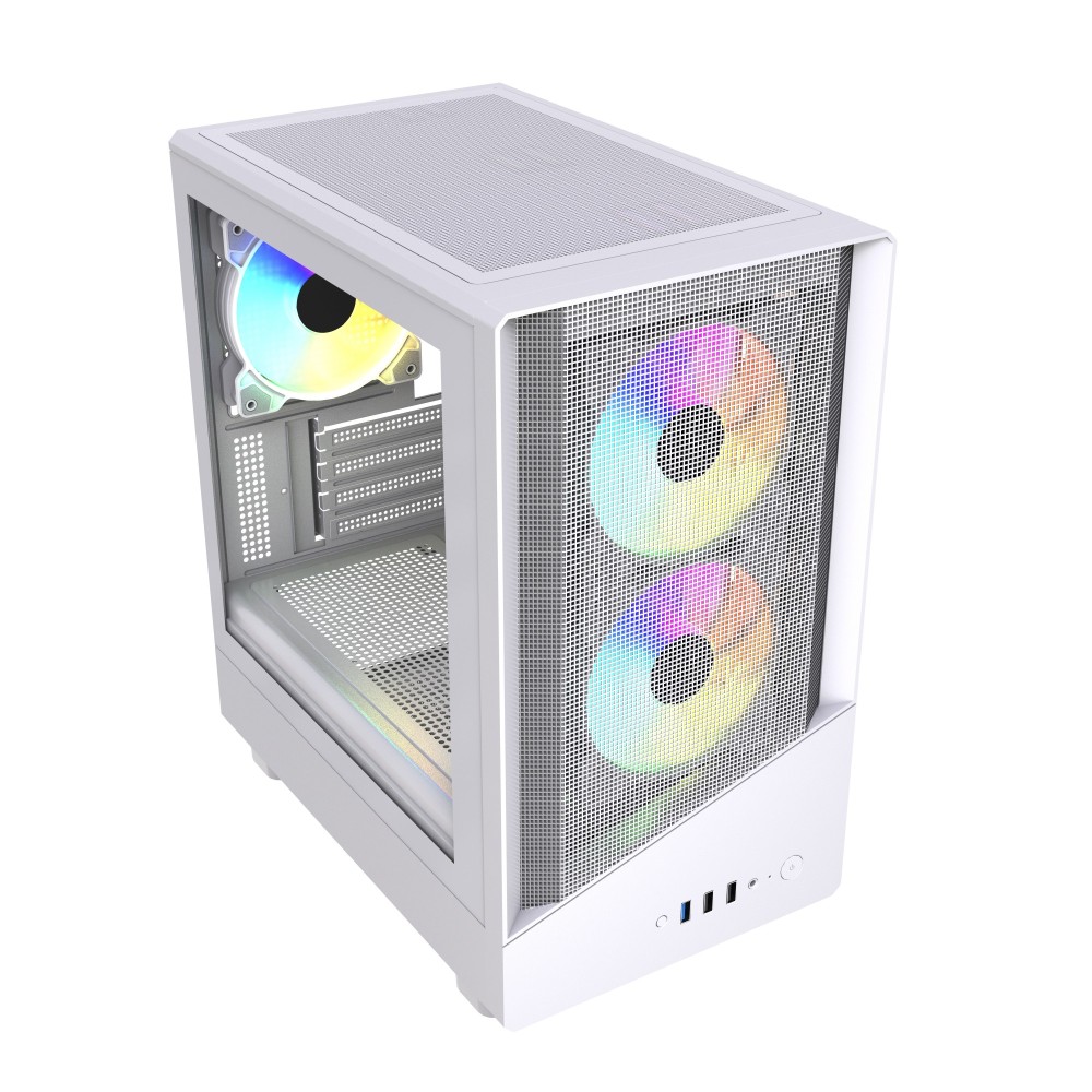 VIDA Spire M Micro Tower Gaming PC Case Micro ATX ITX Support with 3 ARGB Fans and Tempered Glass Side Window White VIDA Spire M Micro Tower Gaming PC Case Micro ATX ITX Support with 3 ARGB Fans and Tempered Glass Side Window White