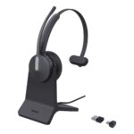 Yealink BH70 Monaural Headset Wireless Bluetooth 5.2 USB-C/A Teams Noise Cancelling Mic with Stand Black