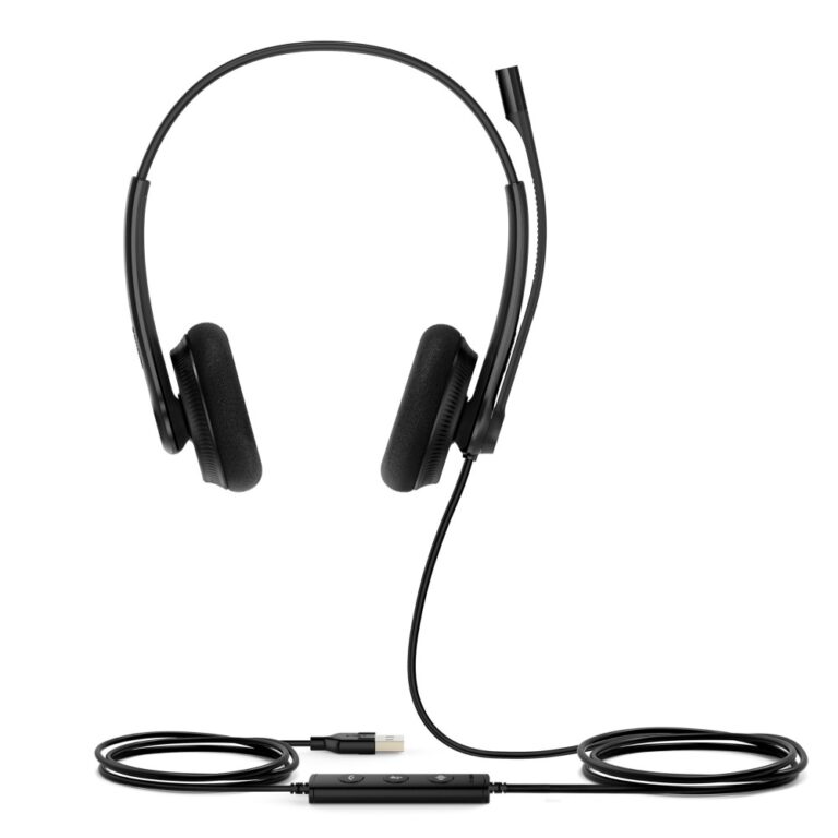 Yealink UH34 Lite Dual UC Wired USB Headset with Noise Cancelling Boom Microphone and In-line Controls Black