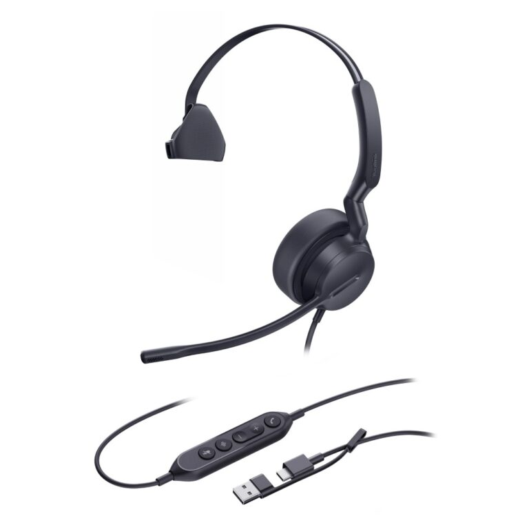 Yealink UH42 Mono Wired USB-C/A Headset with Boom Mic and Noise Cancelling Black