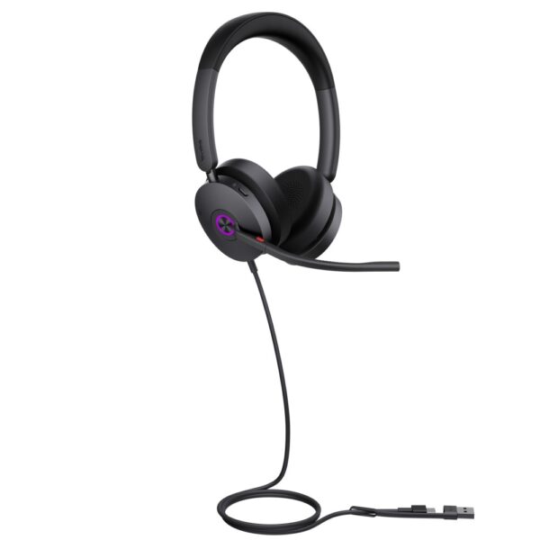 Yealink UH48 Dual UC Wired USB Type-C/A Headset with Hybrid Active Noise Cancelling and Boom Microphone Black