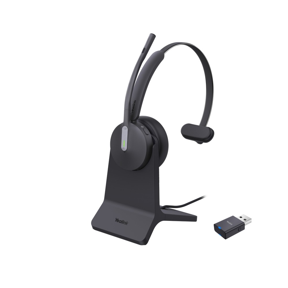 Yealink WH64 Hybrid Monaural Headset with Charging Stand Wireless DECT Bluetooth 5.2 Black Yealink WH64 Hybrid Monaural Headset with Charging Stand Wireless DECT Bluetooth 5.2 Black