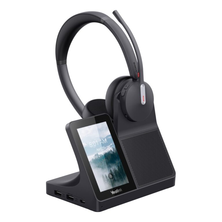 Yealink WH64 Workstation Dual Headset Wireless DECT Bluetooth 5.3 USB-C Boom Mic Black